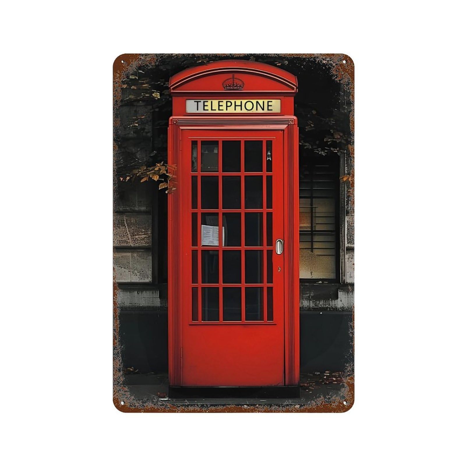 Amazon.com: TEERMLLQWA Red Phone Booth London Retro Metal Tin Sign