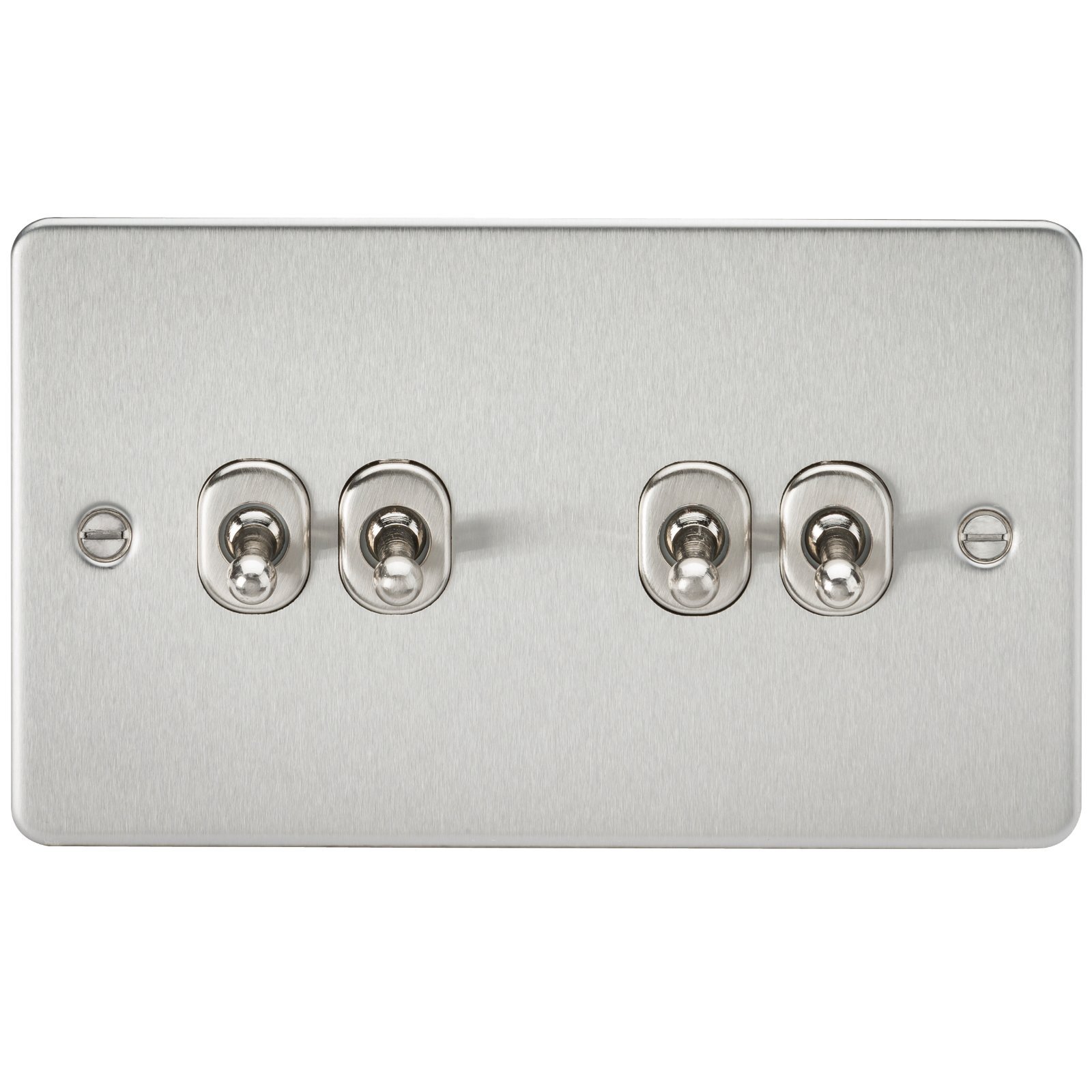 Knightsbridge FP4TOGBC FPAV4TOGBC Flat Plate 10A 4G 2 Way Toggle Switch-Brushed Chrome