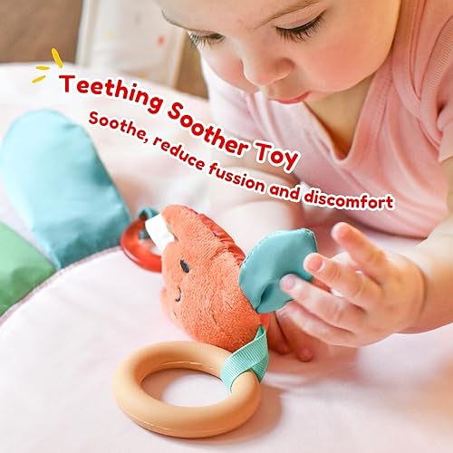 Miniatura 4 de Tapete de gimnasio y actividades para bebés con arco musical iluminado, tapete lavable para el tiempo boca abajo con 6 juguetes sensoriales