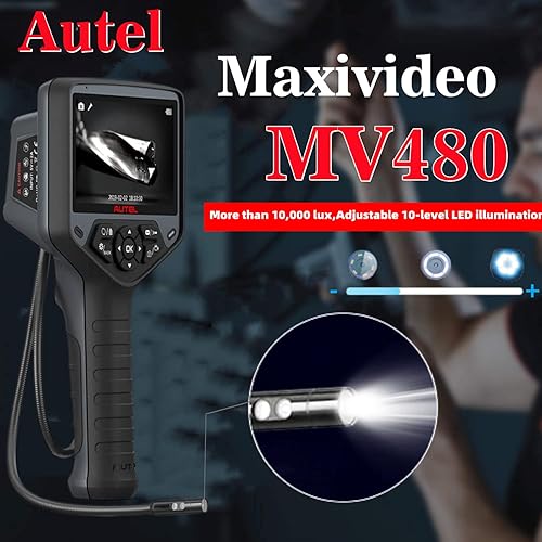 Miniatura 2 de Autel MaxiVideo MV480 Industrial endoscopioboroscopio lente dual Video Alcance con un cable impermeable de inspección del coche Cámara digital 7X