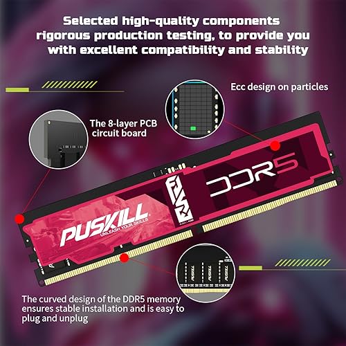 Miniatura 5 de PULSKILL DDR5 RAM 32 GB Kit (2 x 16 GB) 6000 MHz CL30 Memoria de escritorio - Baja latencia, compatible con Intel 700600 Series (XMP 3.0) y AMD