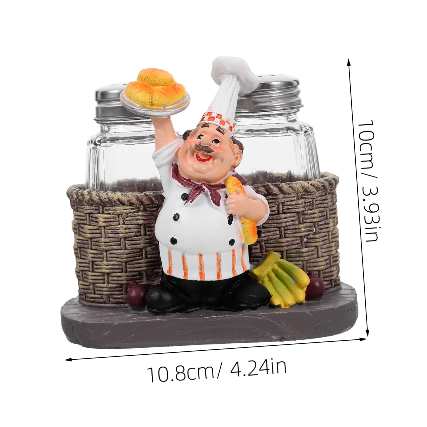 Salero y Pimentero Figura de Chef Estilo Europeo, Recipientes para Especias de Resina y Acero Inoxidable, Capacidad Suficiente para Restaurantes y Cafés