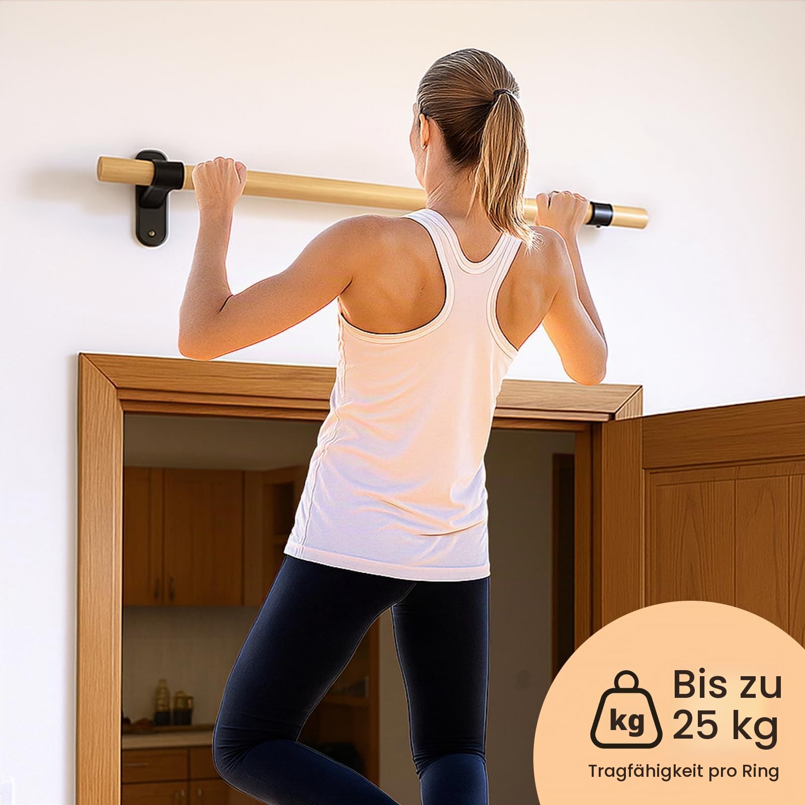 Youyijia Klimmzugstange Wand, Holz Pull Up Bar, Fitness Krafttraining Klimmzug Stange für Erwachsene/Teenager Oberkörpertraining, Calisthenics Equipment für Zuhause