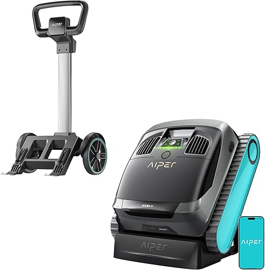 AIPER Scuba X1 Includes Caddy for Easy to Transport and Storage, 6600 GPH High-Power Suction with Dual-Jet, Ideal for In-Ground Pool up to 2150 sq.ft