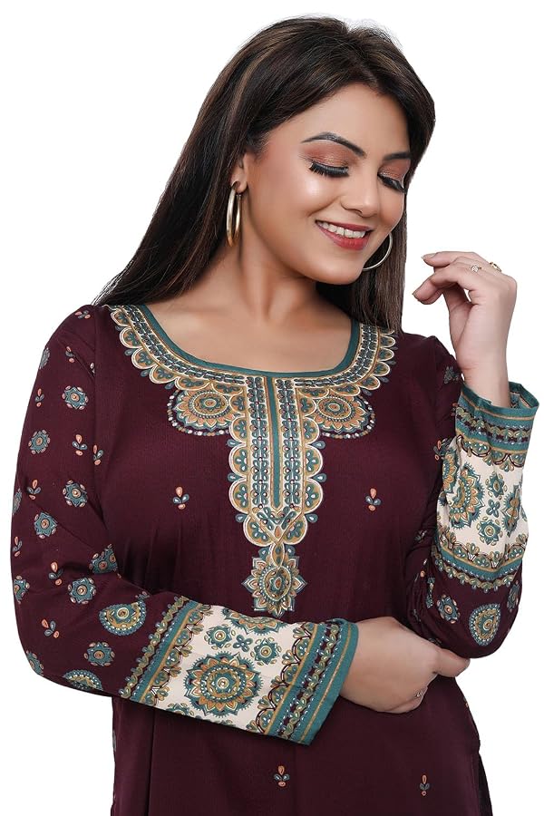 Maple Clothing Short Kurtis Women's India Tunic Tops (Maroon, M) by Maple Clothing - Used condition - Image 6