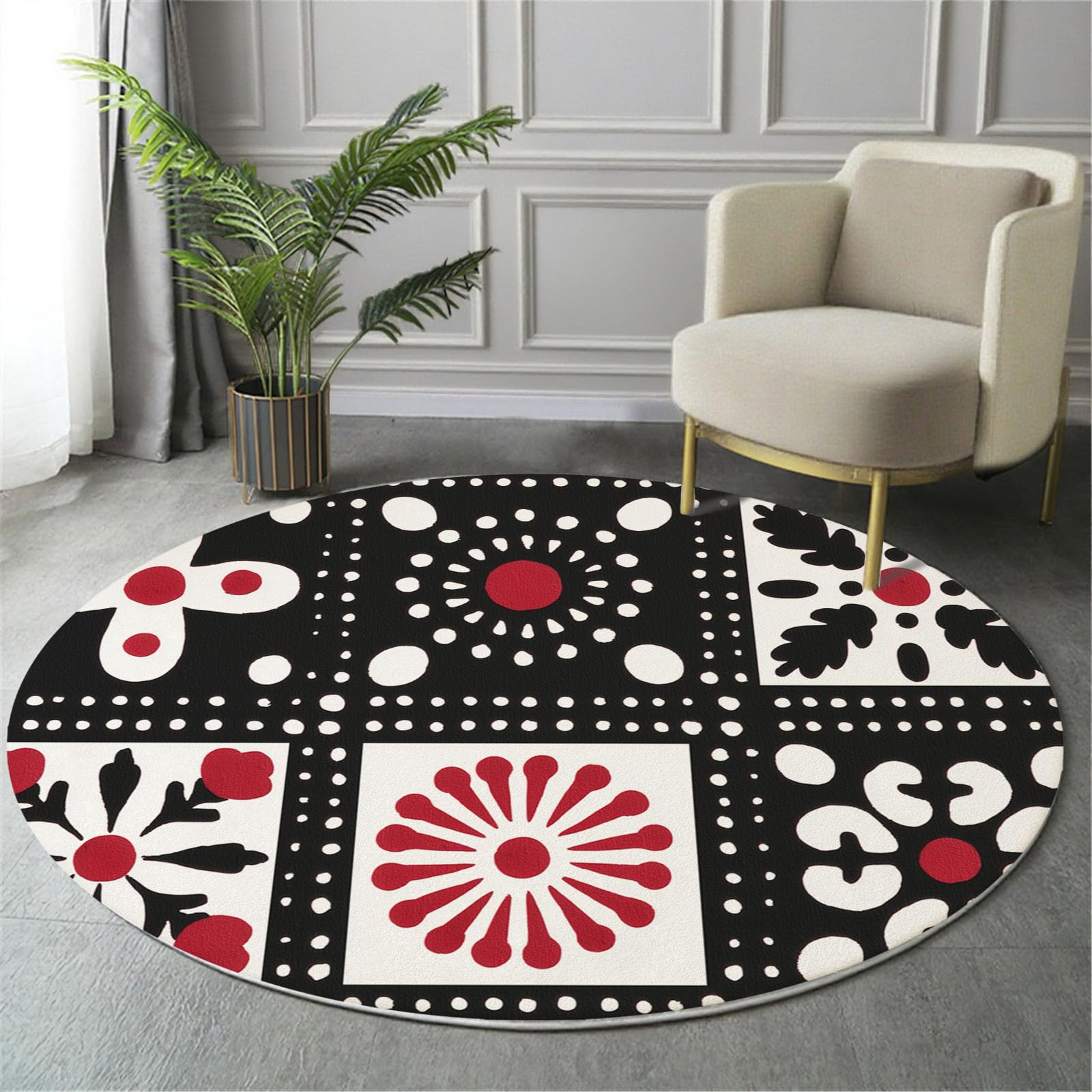Tapis ethnique rouge noir pour salon moderne et ambiance cosy de chambre