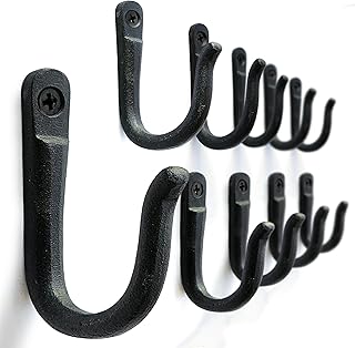 Ambipolar Railroad Spike Iron Coat Hooks 10 Pack Multi-Purpose Heavy Duty Hooks Wall Mounted Farmhouse Vintage Hanging Coats, Bags or Pots in Pantry Black