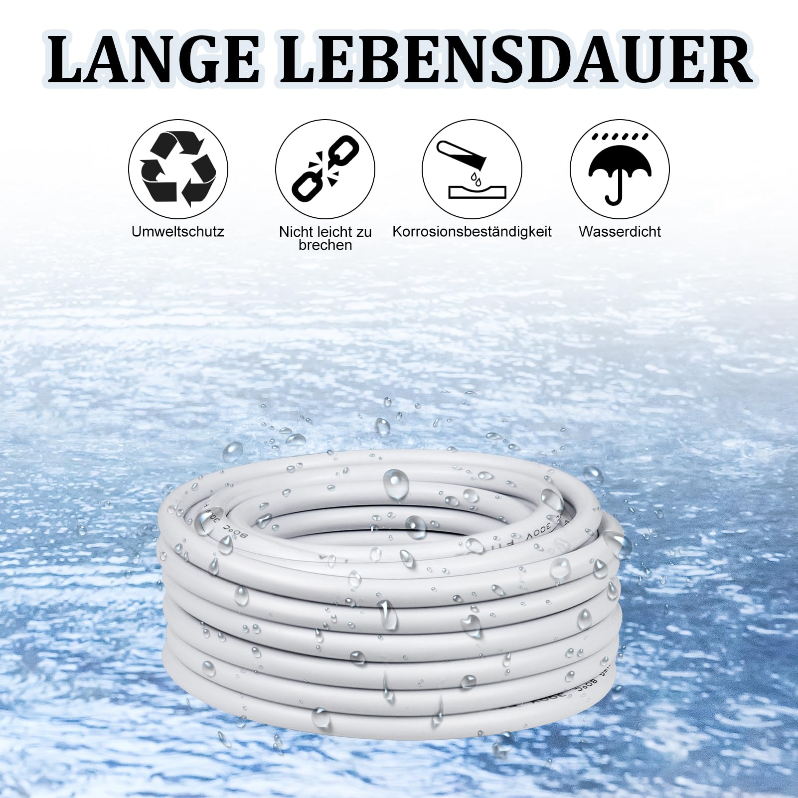 Cable Eléctrico 22 AWG 4x0,3mm² de 30 Metros, Blanco Cable Flexible de 4 Hilos de Cobre Estañado para 5V/12V/24V Blanco, Resistente a Altas Temperaturas, para LED, Automoción y Electrónica