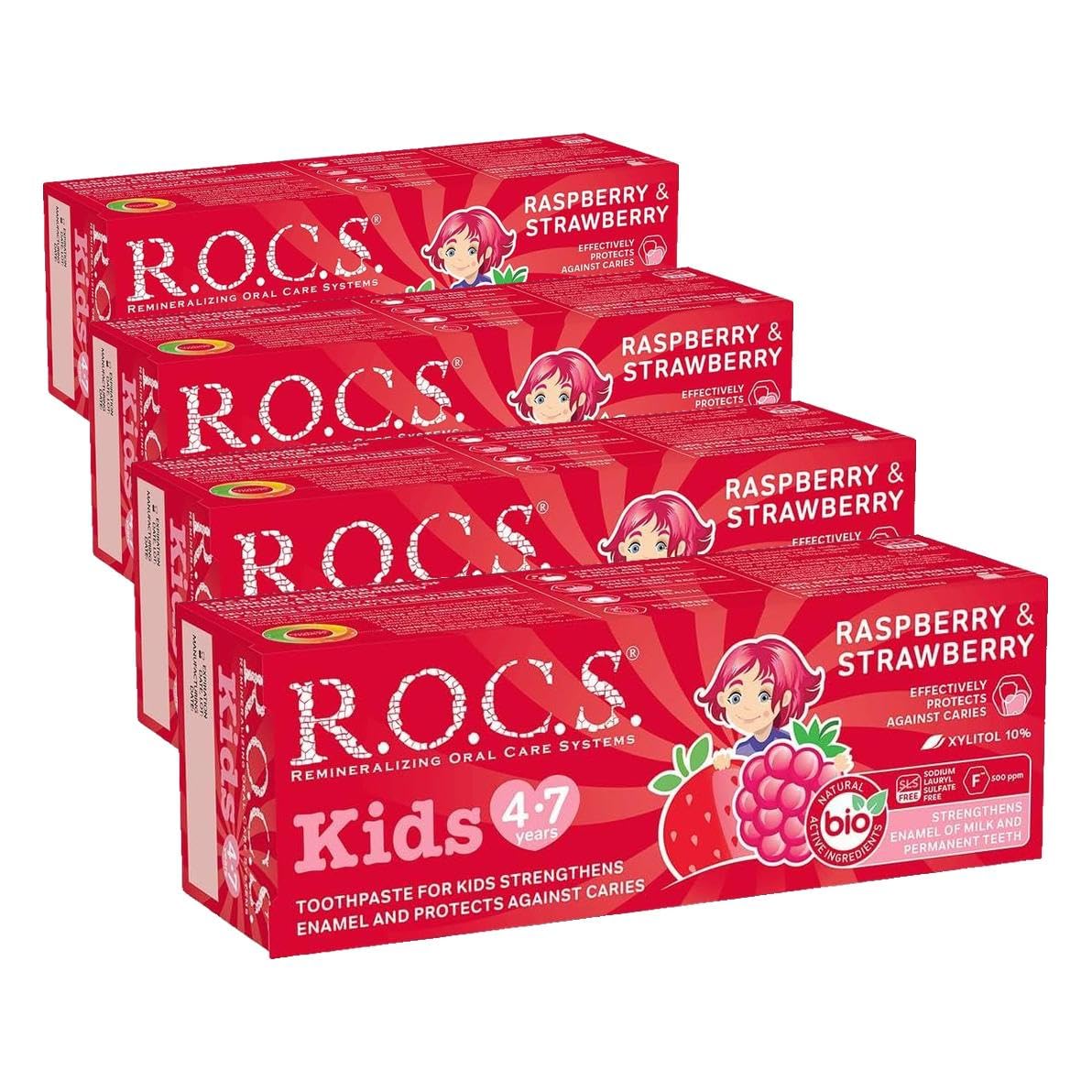 R.O.C.S. ROCS KIDS 4-7 YAŞ AHUDUDU ÇİLEK TADINDA DİŞ MACUNU - 45g (4 paketi)