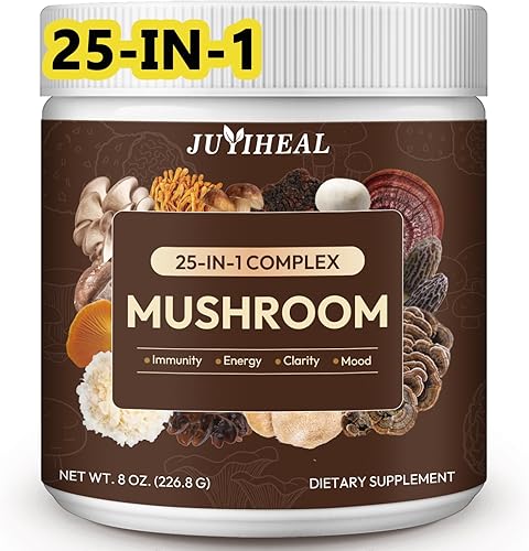 Polvo de hongos 25 en 1, complejo de hongos, melena de león, reishi, shiitake, chaga, cola de pavo, cordyceps, maitake y más, suplemento de hongos