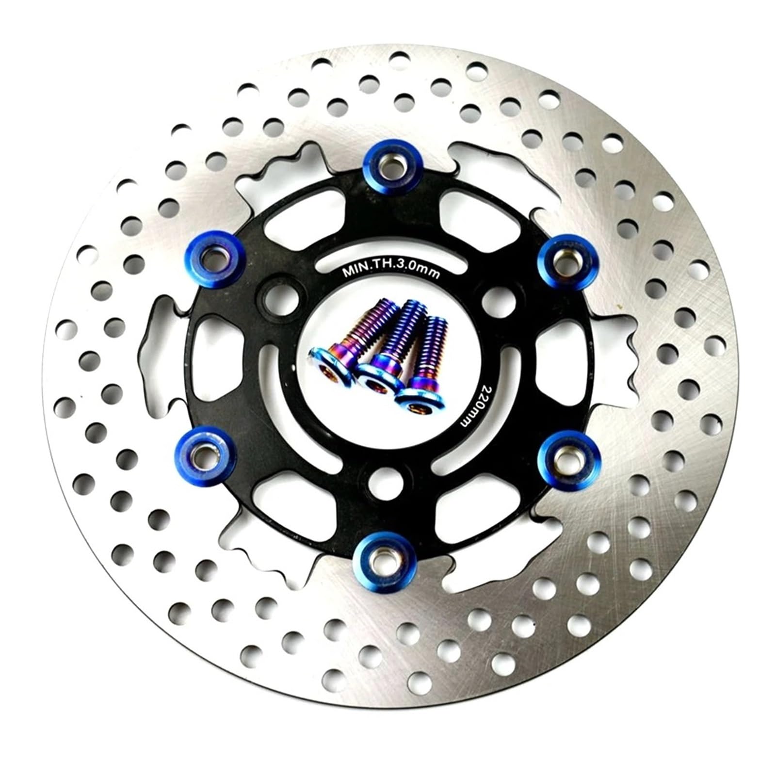 Disco freno flottante Freno A Disco Flottante A 3 Fori Per Moto Universale 220mm * 70mm Per Scooter Per Aerox BWS RSZ FORCE Per M3 Niu(Blue Color screws)