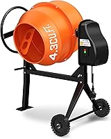 LDHTHOPI 4.3 Cu Ft Portable Concrete Mixer - 450W Heavy Duty Cement Mixer with Wheels & Stand for Mortar, Stucco, Fodder, Orange