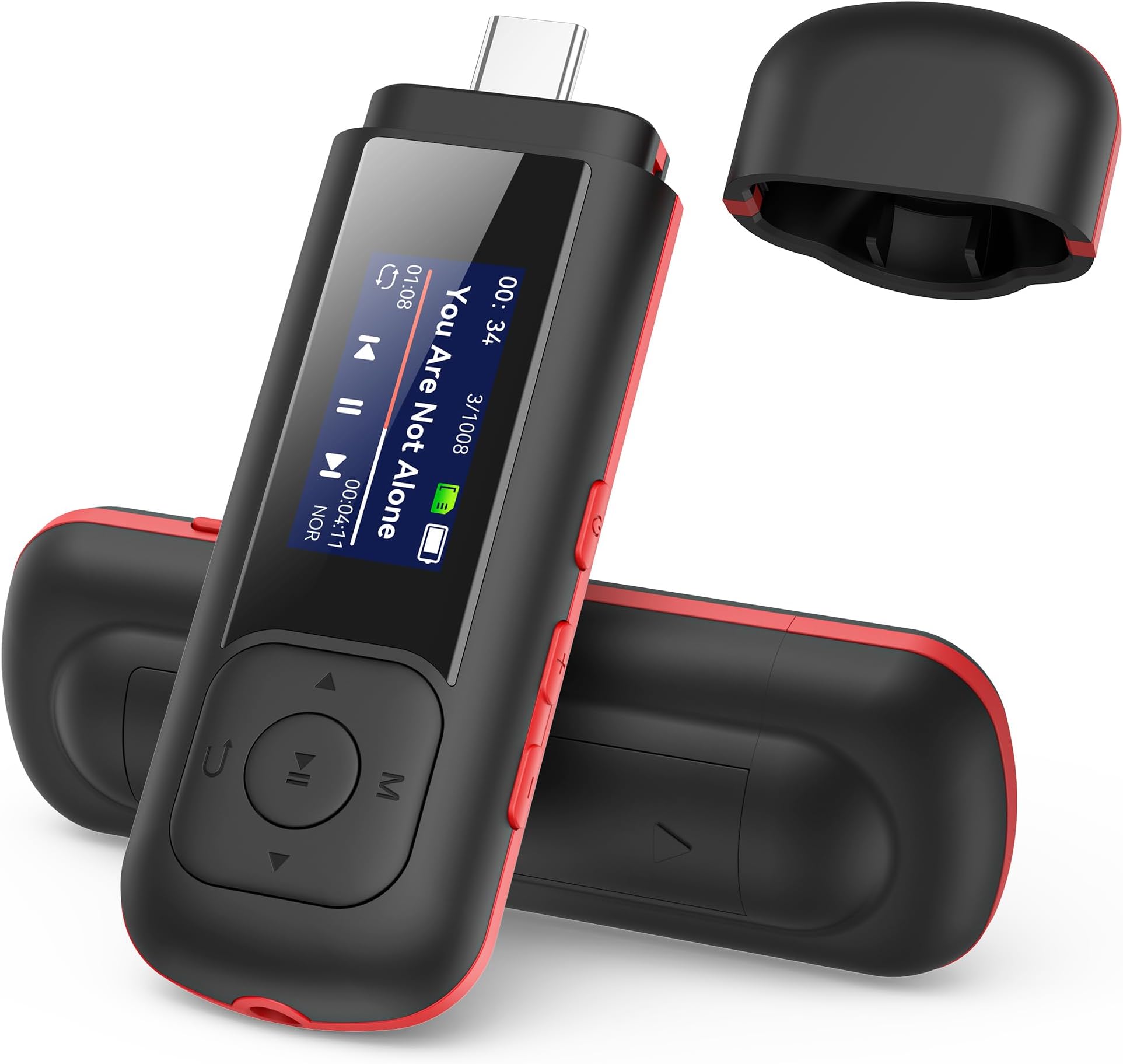 AGPTEK U3 USB Stick Mp3 Player, 40GB Music Player Supports Replaceable AAA Battery, Recording, FM Radio, Expandable Up to 128GB