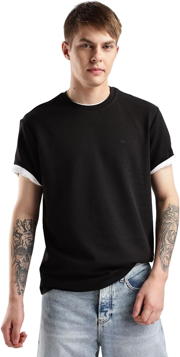 Calvin Klein Mens Micro Waffle Short Sleeve T-Shirt