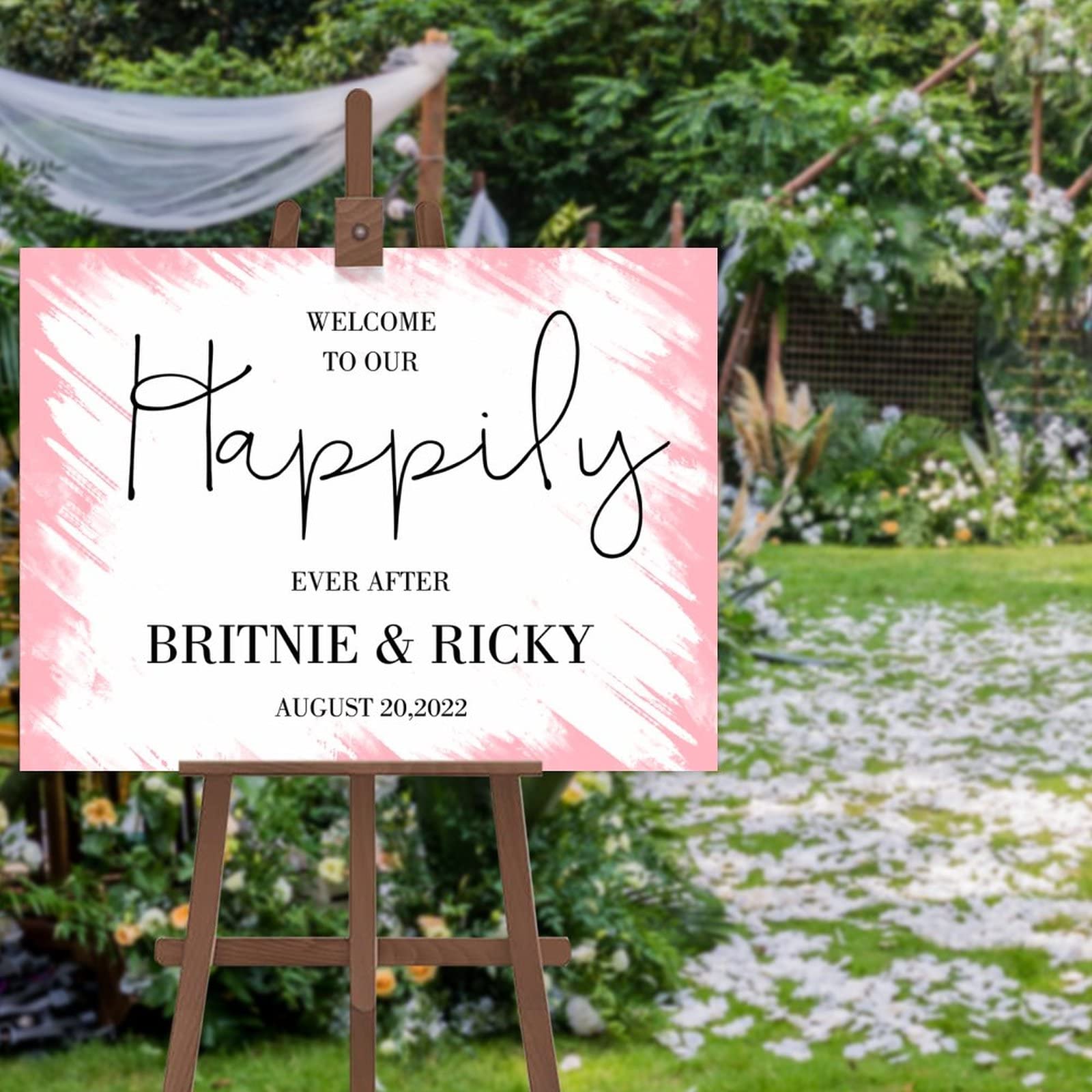 Panneau de bienvenue mariage haut de gamme avec calligraphie sur mesure 40x50 cm