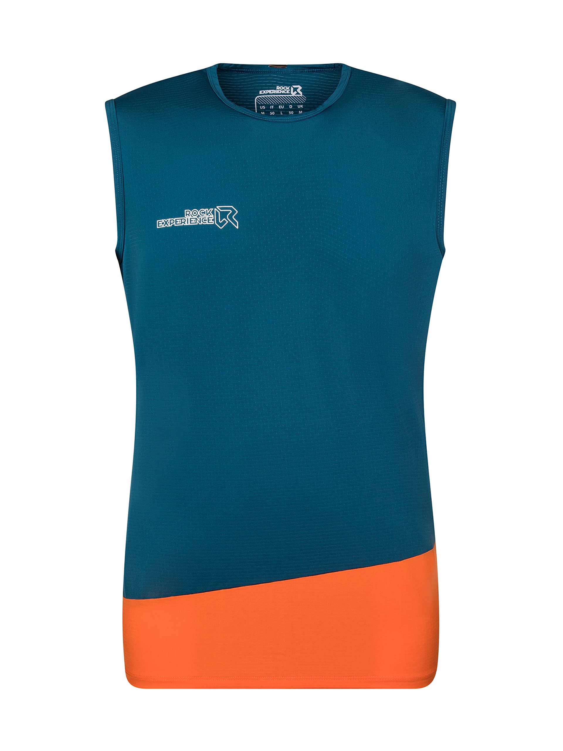 Rock Experience REML00341 Merlin Sleeveless T-Shirt Men's 1484 Moroccan Blue+0630 Flame 3XL