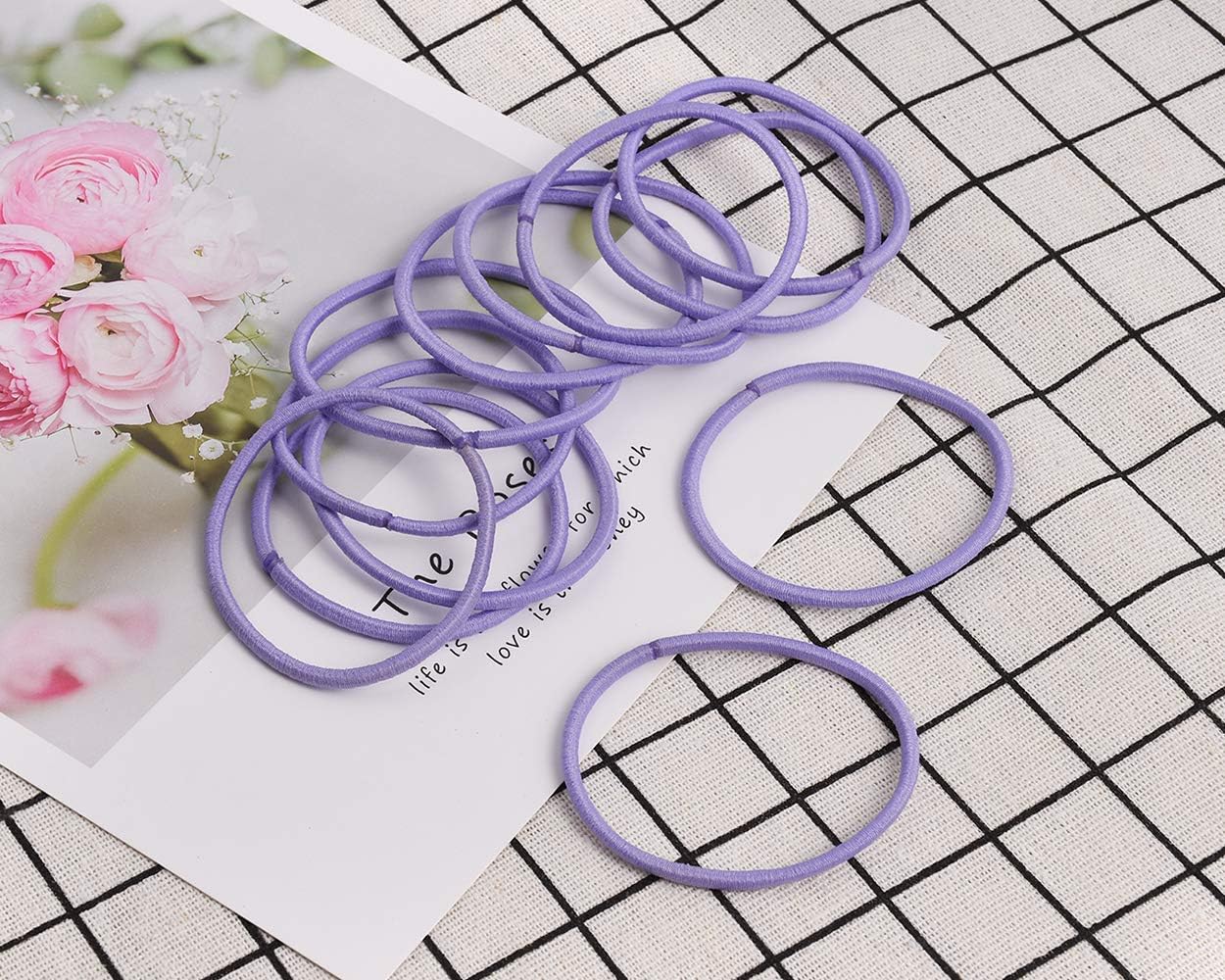SCSpecial Elastic Hair Ties 50 Pieces Hair Elastic Bands 2.5 mm Ponytail Holders for Women and Girls - Purple - Image 4