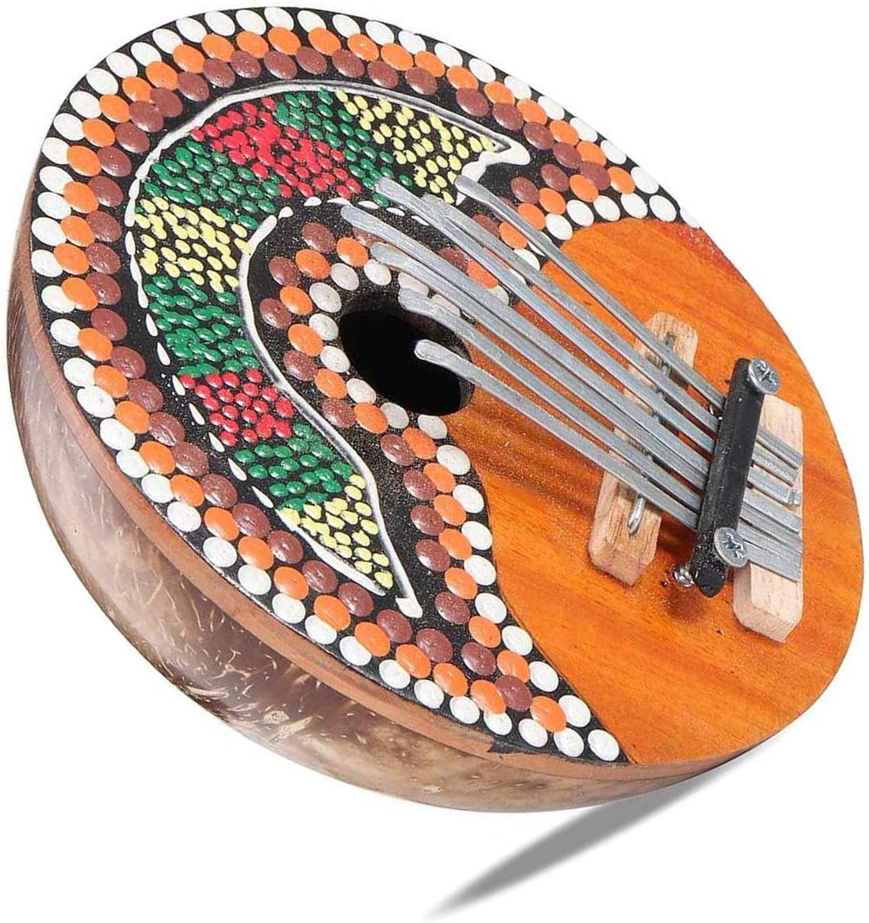 Amazon Thumb Piano ムビラ 親指ピアノ カリンバ親指ピアノ7キー調節可能なココナッツシェル塗装ピアノ親指子供の指打楽器