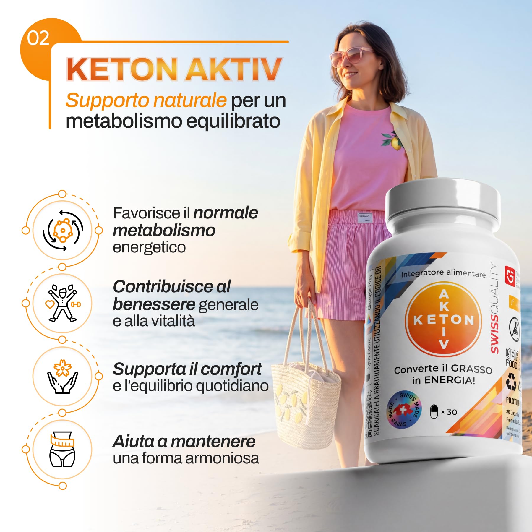 (2 Pacchi) Capsule Keton Aktiv | Per Dieta Chetogenica | L-Carnitina 500 mg + Estratto di Tè Verde 200 mg | Supporto al Metabolismo | Con Gymnema Sylvestre, Rodhiola Rosea, CLA | 30 Capsule