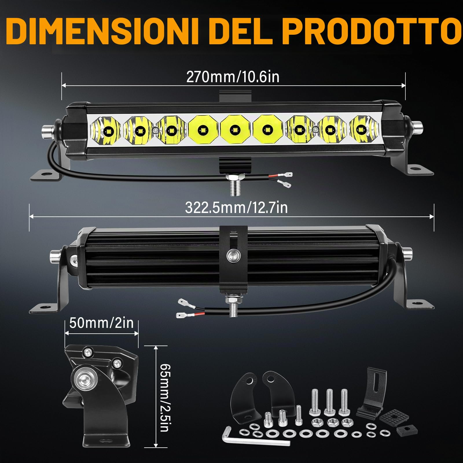 RIGIDON 11 pollici 27cm 30W 3000lm barra led fuoristrada 12V cablaggio kit | 18AWG, singola fila, luce Led, luci di Lavoro, per auto camion SUV UTE ATV barca 4x4 veicoli offroad, impermeabile, 6000K
