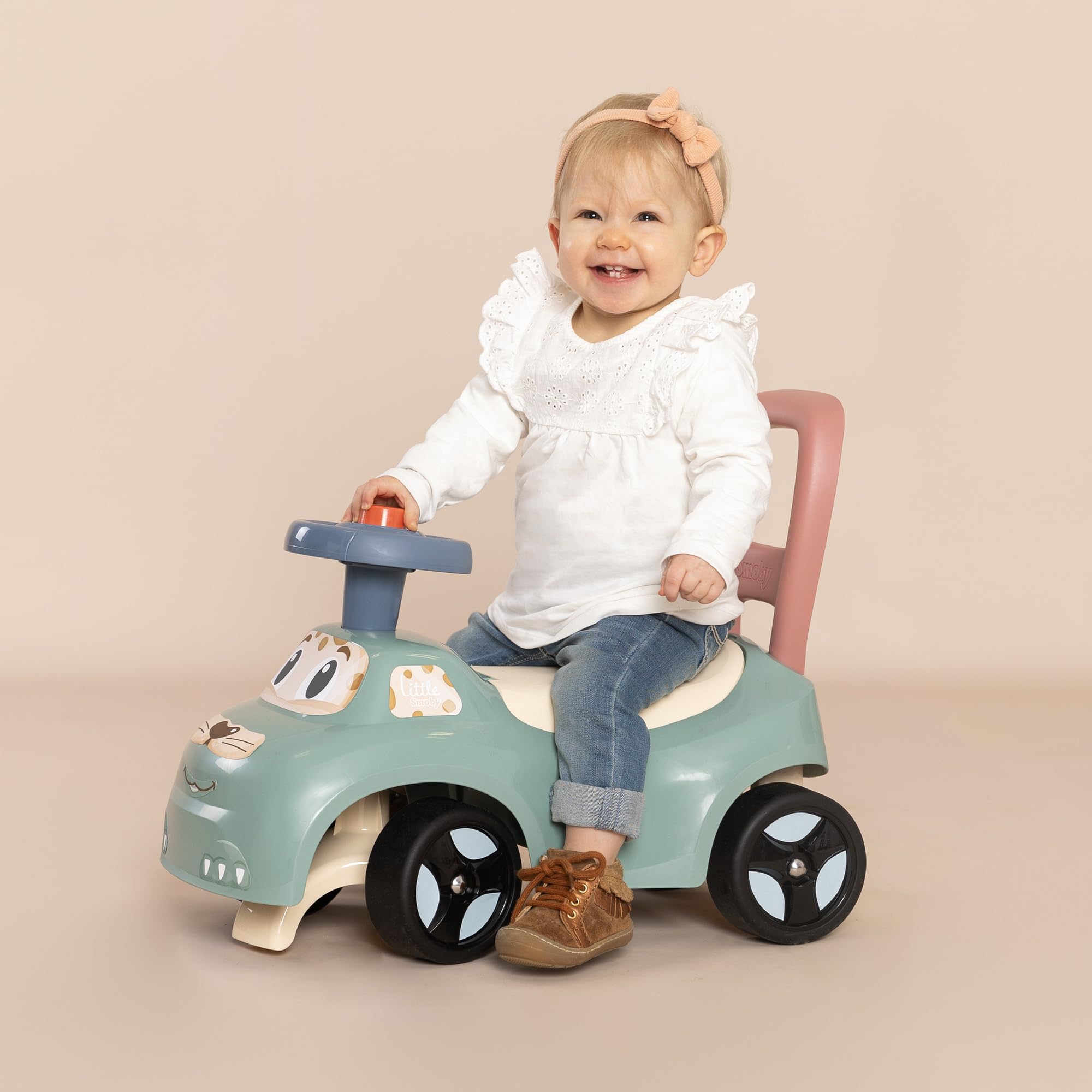 Smoby Little Coche correpasillos - Función Andador - Volante - Caja de Juguetes - A Partir de 10 Meses - Fabricado en Francia