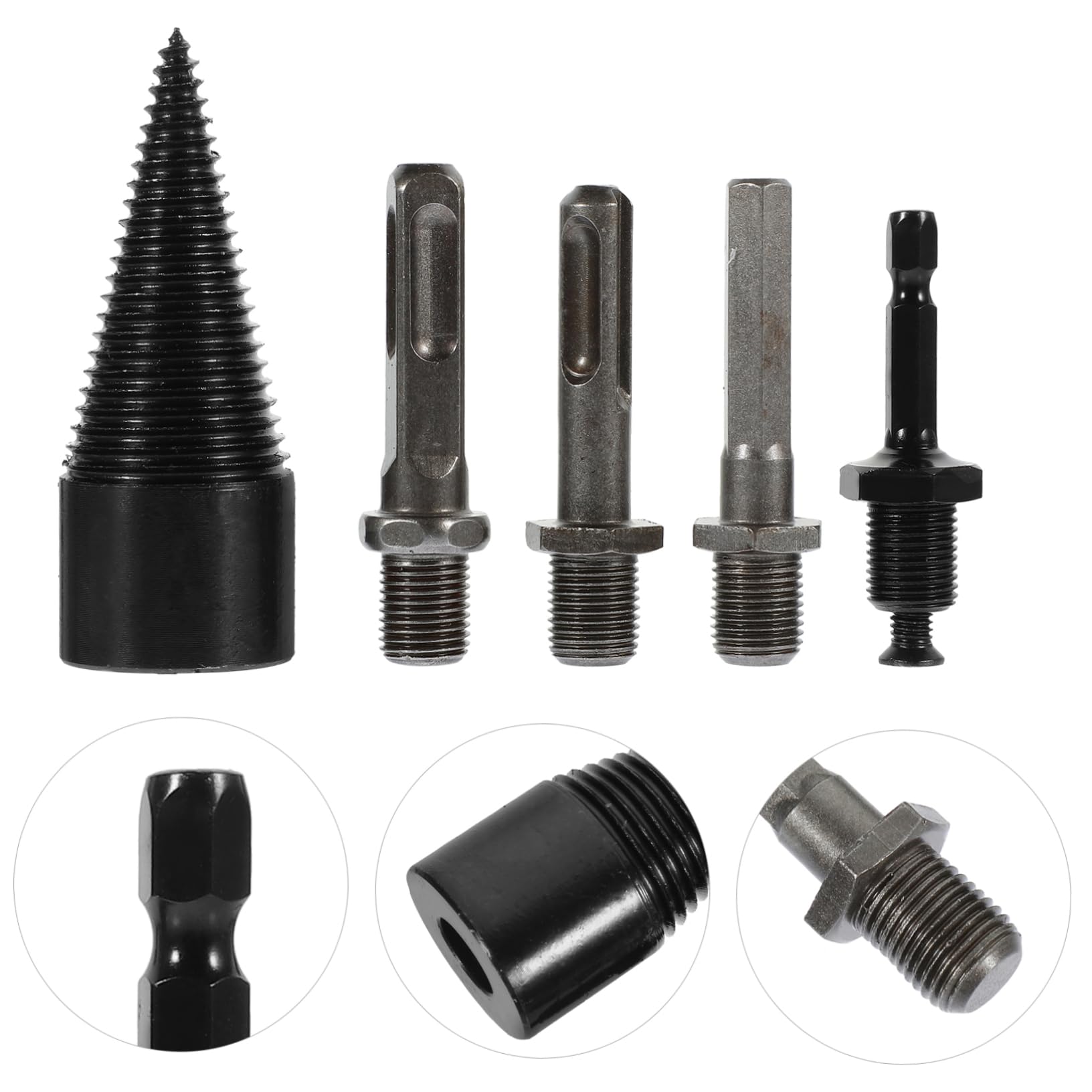 Abaodam 3 Set Manufatto Di Legna Da Ardere Falegnameria Utensili Trapano Elettrico Punte Per Legna Da Ardere Punta Da Trapano A Cono Acciaio Al Carbonio Black 5 Pezzi*3