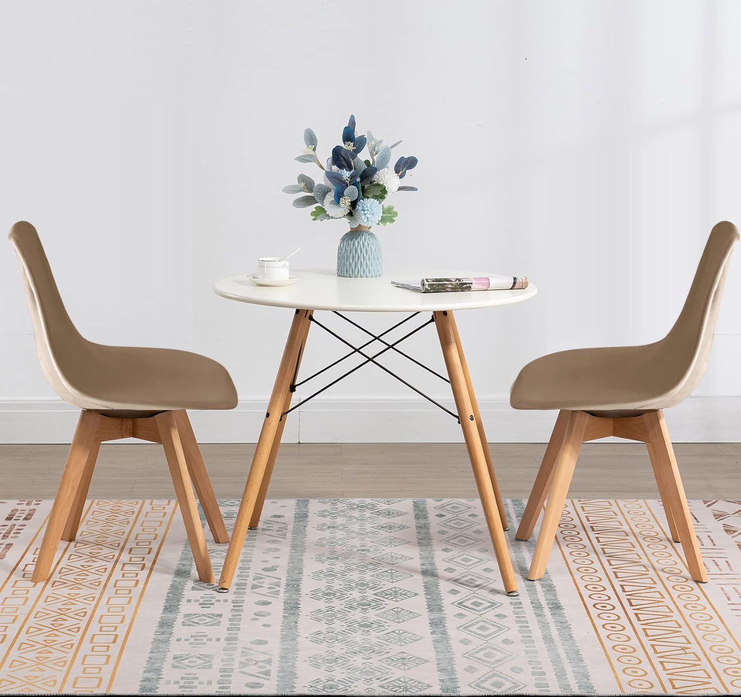 SONNACH Pack of 4 Velvet Mid Century Modern Dining Chair Covers, Armless Chair Cover,Living Room Side Chair Slipcovers (Khaki)