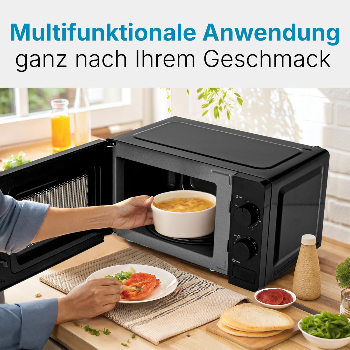 Clatronic® Mikrowelle | 700 Watt | 6 Stufen | 20 Liter Garraum | 360° Drehteller | Timer mit Endsignal | Microwelle | Microwellengerät | MW 791 schwarz