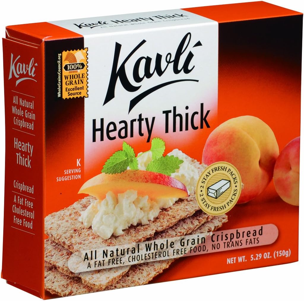 Kavli Hearty Thick Crispbread, 5.29-Ounce Boxes (Pack of 12)