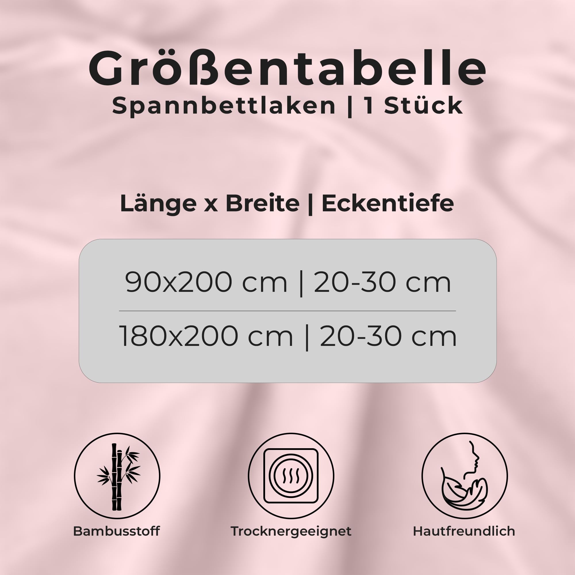 Premium Bambus Spannbettlaken aus 100% Bambus-Viskose, Leintuch für Matratzen 25–30 cm Steghöhe, atmungsaktives Bettlaken mit elastischen Eckbändern, weiches Spannbetttuch für hohe Matratzen