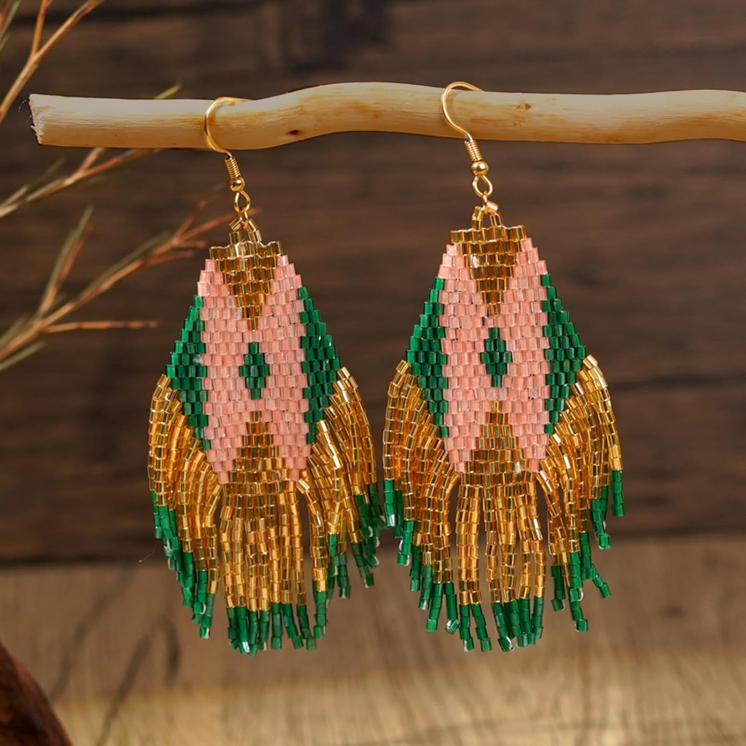Bohemian Beaded Long Tassel Dangle Earrings for Women, Handmade Jewelry White Tarnish Resistant Lightweight Design, Stylish Accessory for Beach Vacation Party and Gift - Image 3