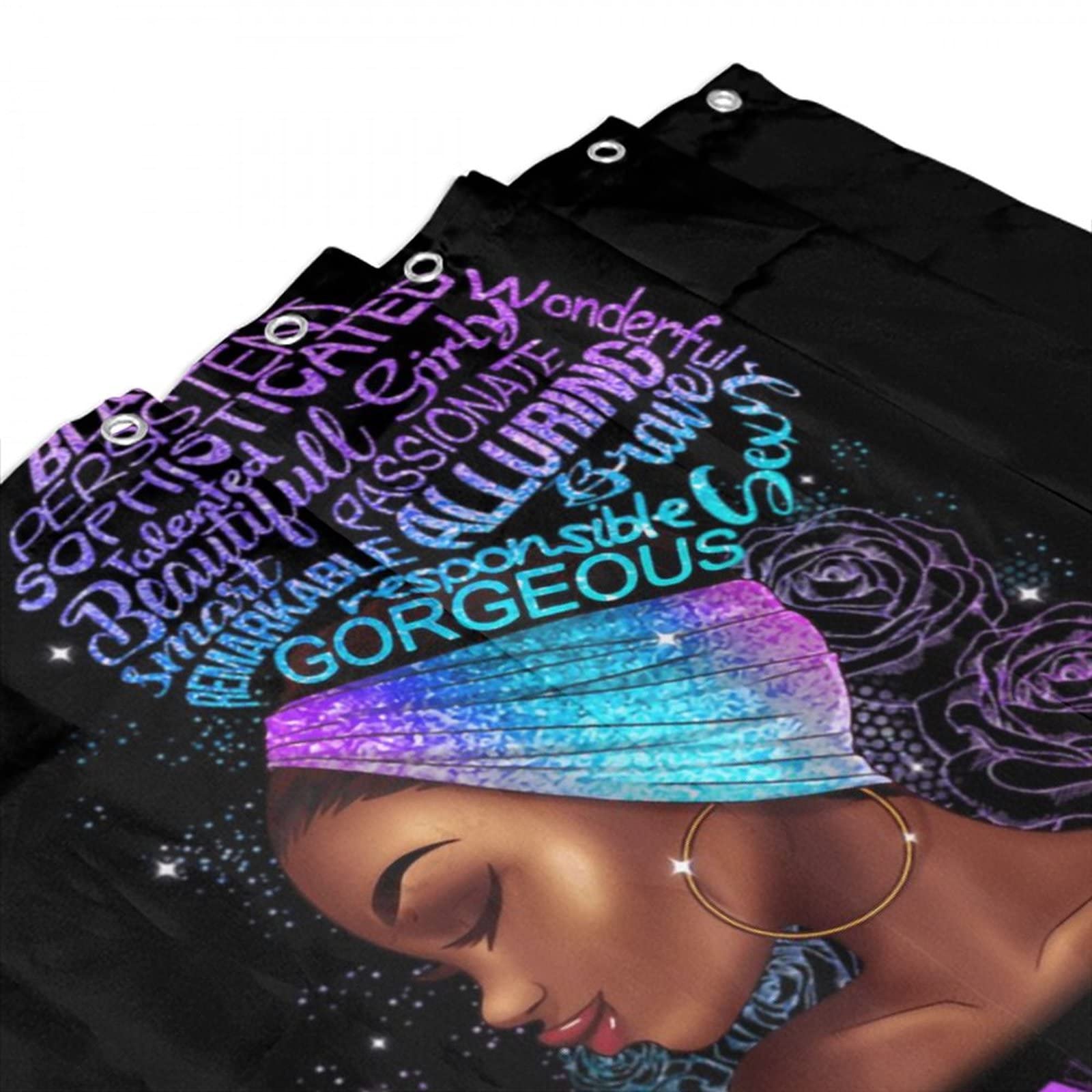 DLTAY Afrikanischer Duschvorhang – Afro Design, 183x183 Cm, Wasserdicht, Mit 12 Haken, Aus Polyester