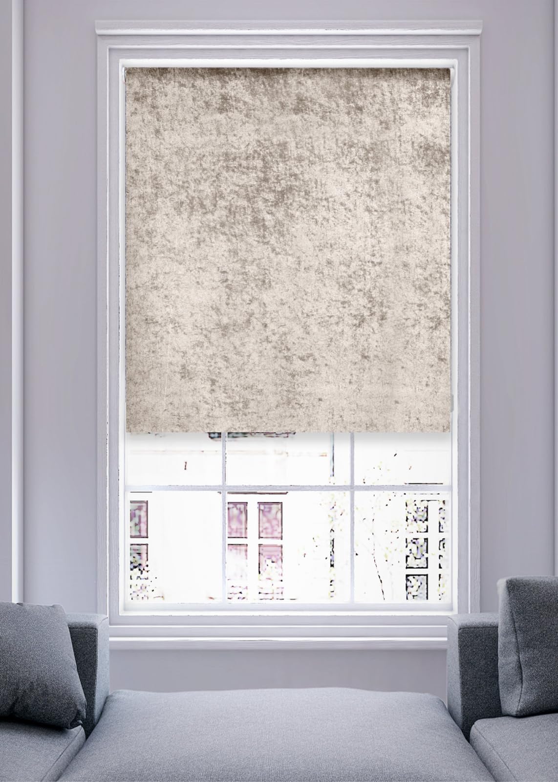 Lister Cartwright Taupe Crushed Velvet Roller Blinds For Windows – (180 X165 Cm) - Easy Fit, Cut To Size, Thermal Insulated, Modern Window Blind With Child Safety Fixing