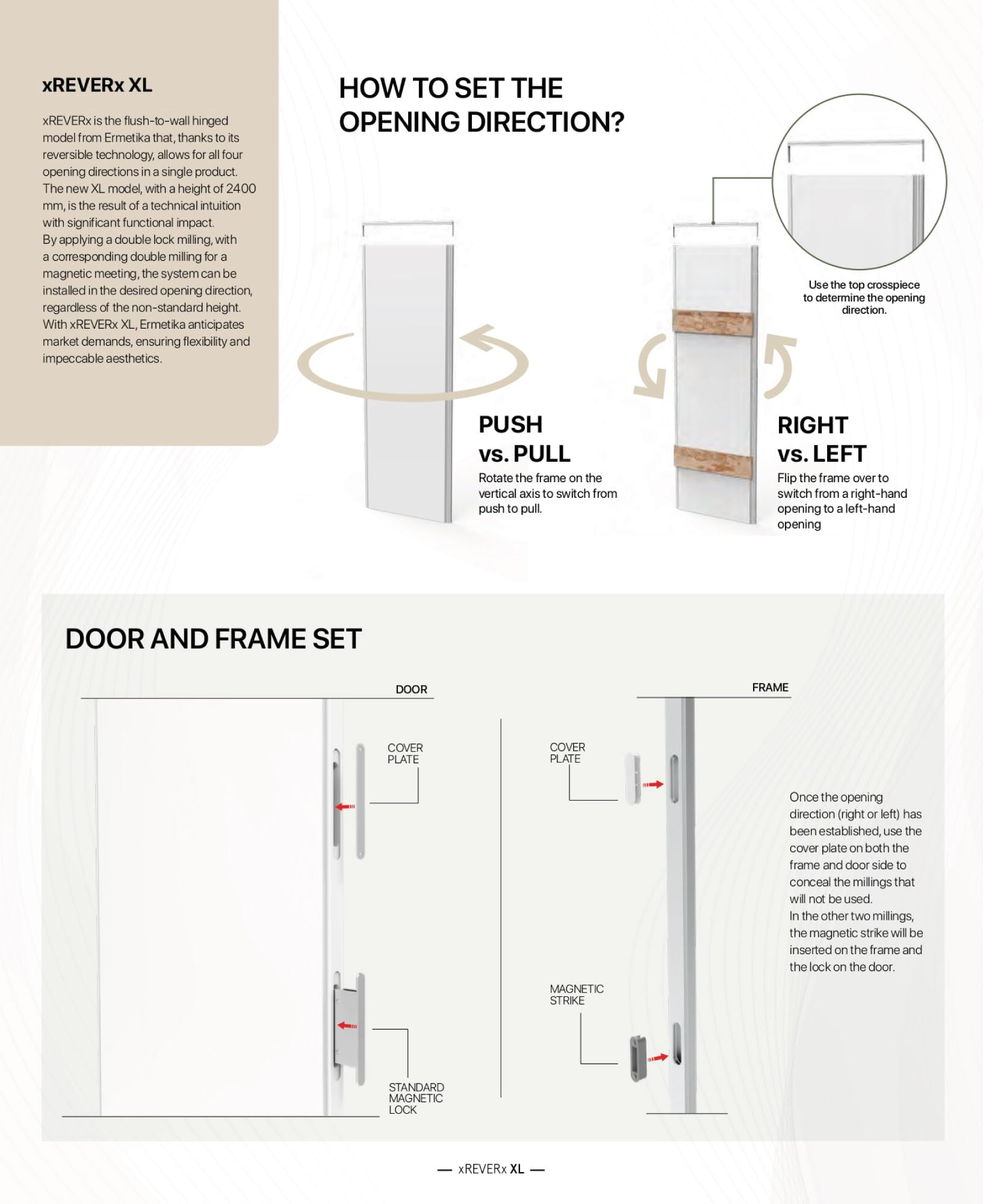 XREVERX XL Porte-câble Mural Hauteur 2,40 m Battant Réversible, Cadre et Porte Personnalisables, Ouverture Droite/Gauche, Dimensions Standard (Blanc (Peinturable), 80x240 cm)
