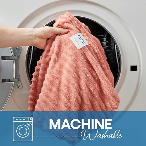 Miniatura 5 de Nestl - Manta de felpa cortada, tamaño Queen, ligera, súper suave, esponjosa, de lujo, lavable a máquina, 90x90 pulgadas, color rosa niebla