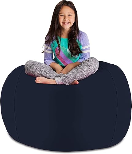 Miniatura 199 de Posh Stuffable - Sillón puff con almacenamiento para niños, contenedor de animales de peluche, organizador de juguetes de niños Lienzo Burbujas Azul