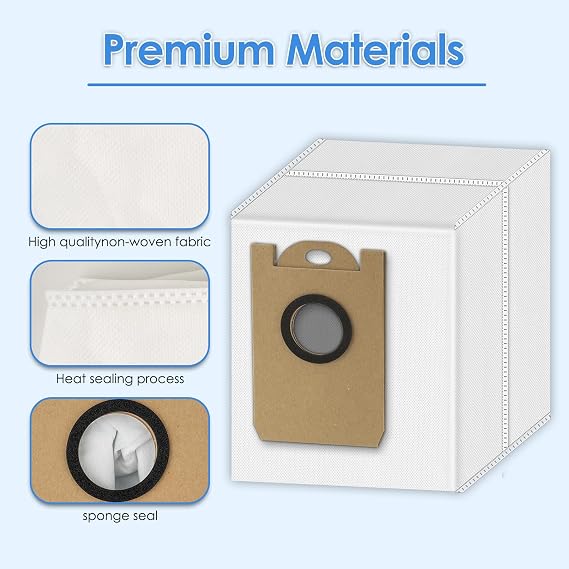 (9 Pack) T20+ Replacement Dust Bags Compatible With Airrobo T20+/ T25+/ T25+C/ T30+/ GT21 Robotic Vacuum Cleaner, Accessories Kit, Large Capacity, Disposable Bags