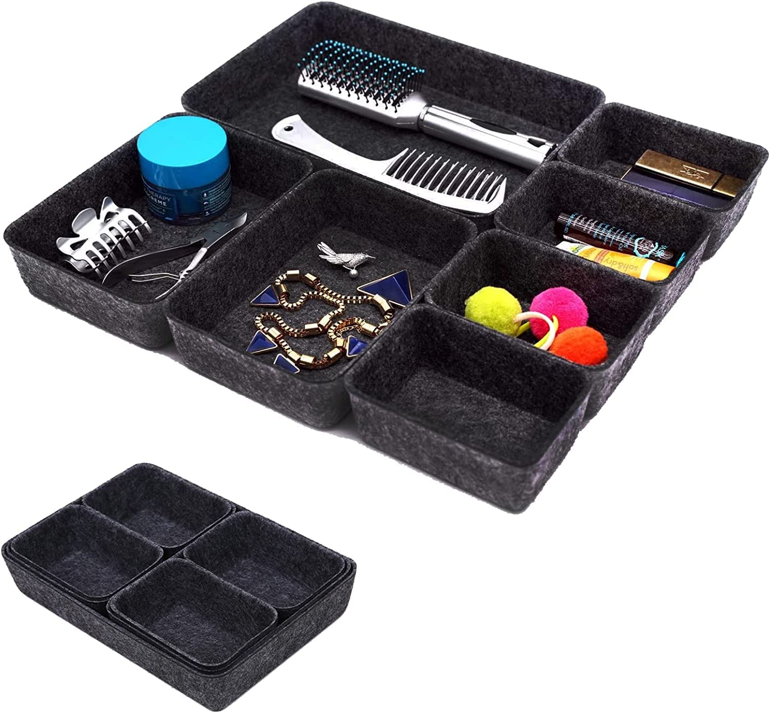 LURNODY 7 Pièces Organisateur Tiroir En Feutre – Boîtes Empilables Pour Cosmétique, Bureau, Maquillage Et Rangement Maison
