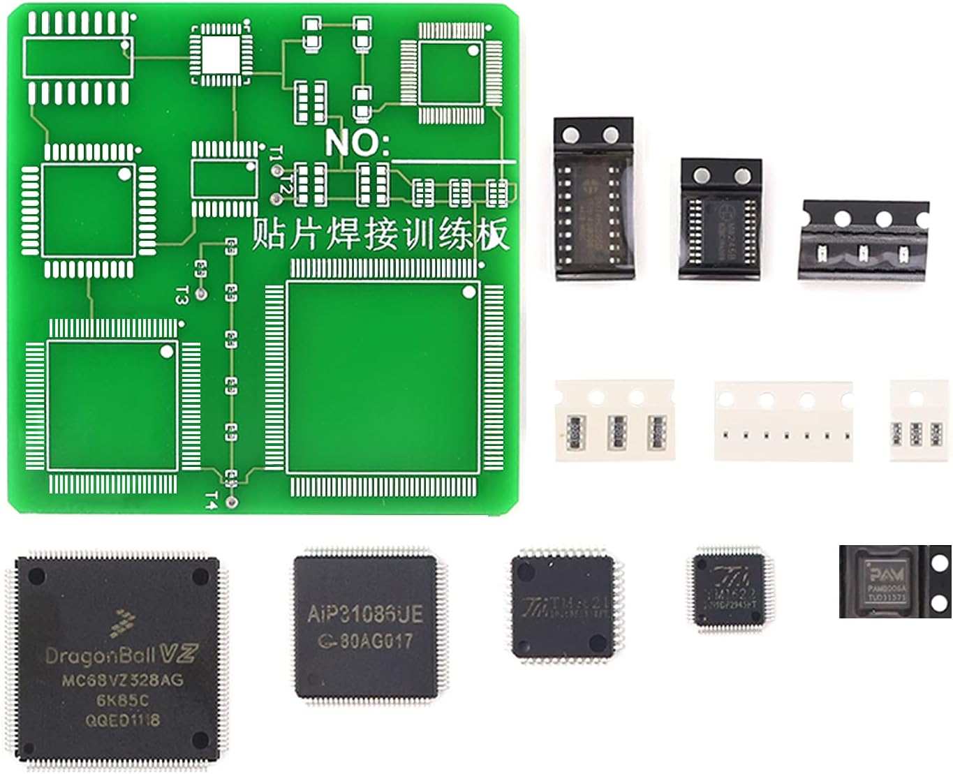 SMD Professional Chip Soldering Practice Kit,DIY SMT 7 Chips Soldering Practice Soldering Skill Training Board (1-7Chips)