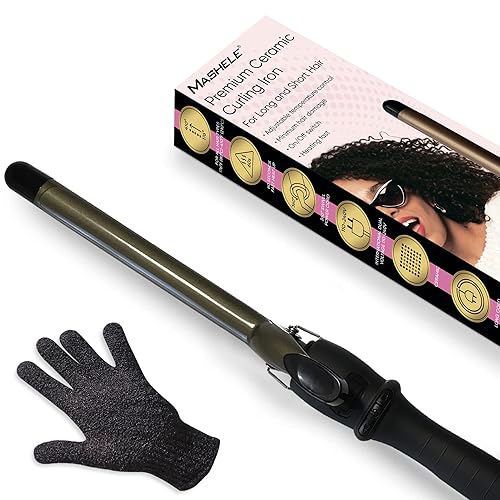 Miniatura 2 de Rizador de pelo dorado de 34 pulgadas de 0.748 in, rizador con estante, pinzas delgadas de cerámica de turmalina para cabello corto y largo