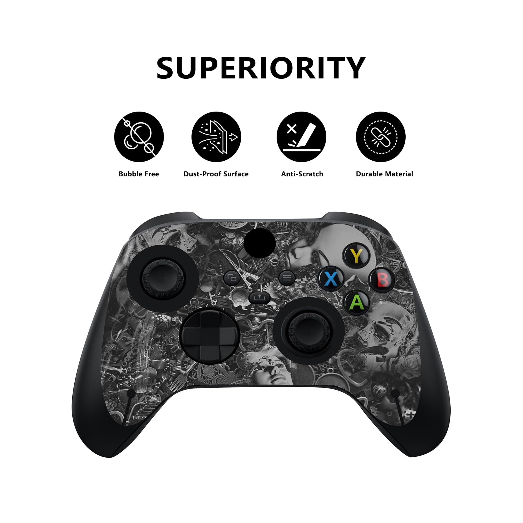 PlayVital Stickers Manette pour Xbox Series X,Autocollant Protection pour Xbox Series X Console Accessoires Skin Habillages-Épave Cyborg