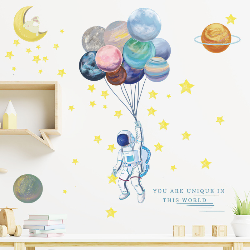Vinilo decorativo de astronauta espacio planeta 2 piezas miniatura 7