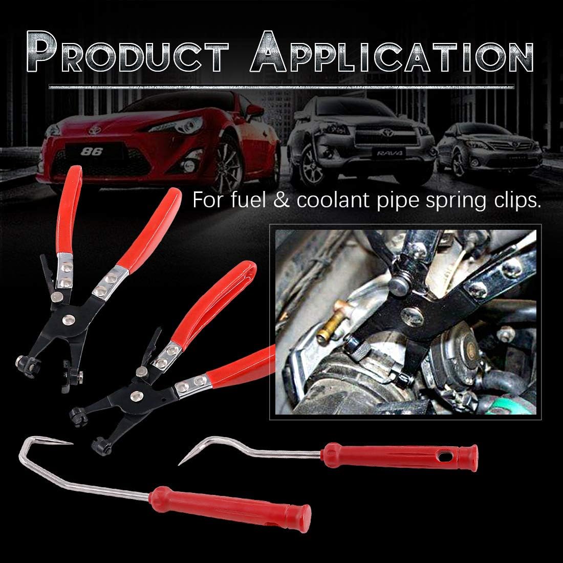 Gеt Pорulаr оƒƒеr Swpeet 4Pcs Hose Clamp Plier Set, Including 2Pcs Cross Slotted and Flat Band Hose Hose Clamp Plier with 2Pcs Hose Removal Hook Set Perfect for Hose Installations of Low Radiators