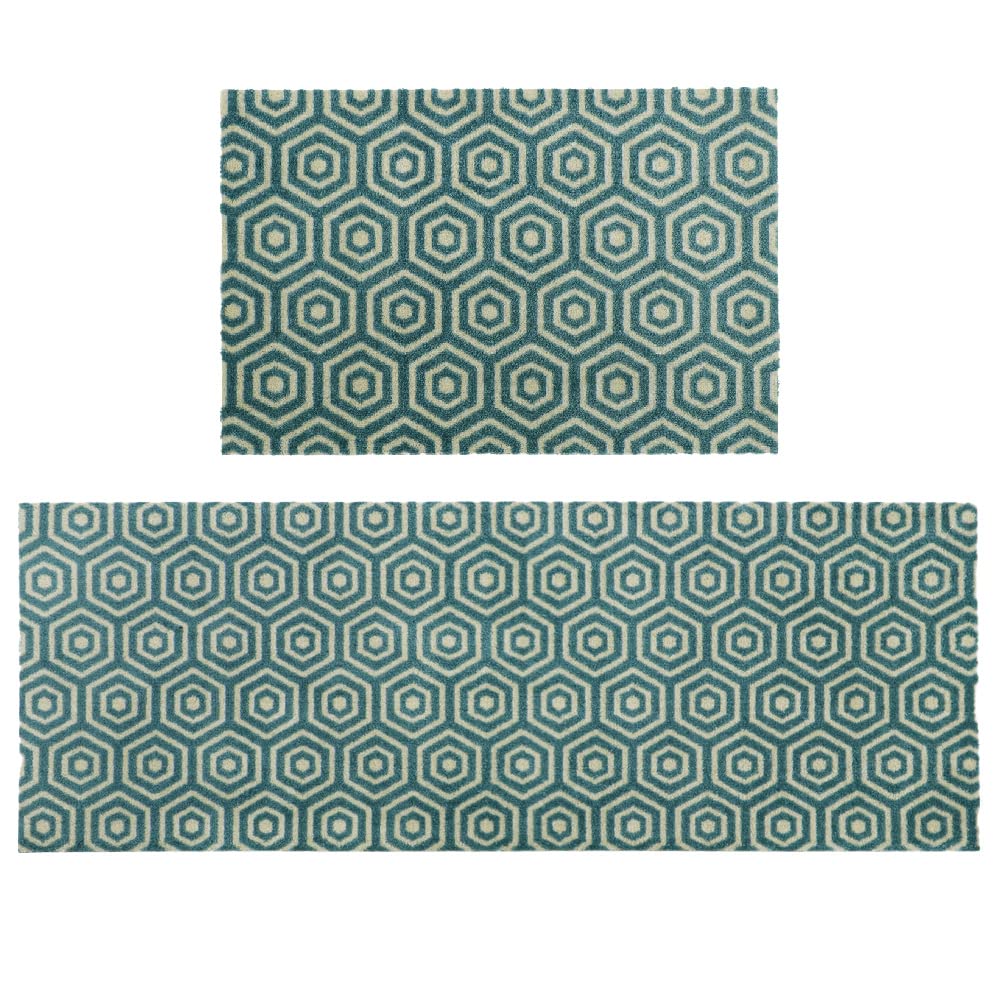 JVL 'Mega Machine Washable Doormat and Runner, Geo Hex