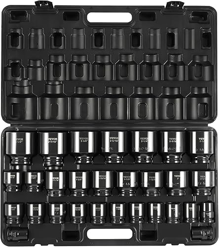 VEVOR Juego de llaves de impacto de 34 pulgadas de 29 piezas, enchufes de 6 puntos, construcción resistente, CR-M0, juego de llaves de 34 pulgadas