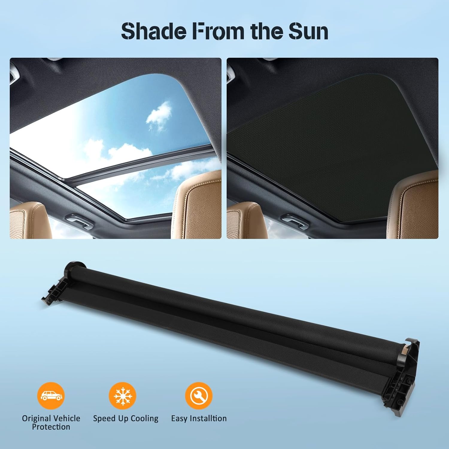 ECCPP Sunroof Sunshade Shade Curtain Cover Replacement for 2010-2017 Fit for Audi Q5 2.0L 1K9877307A Grey
