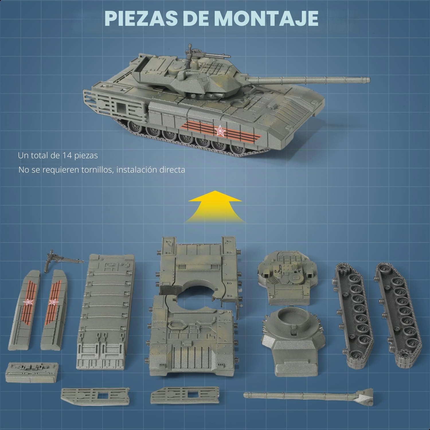 SEBUNAS Modelo de tanque militar T14 de construcción rápida a escala 1/72, modelo de tanque de batalla principal T14 para regalo y colección