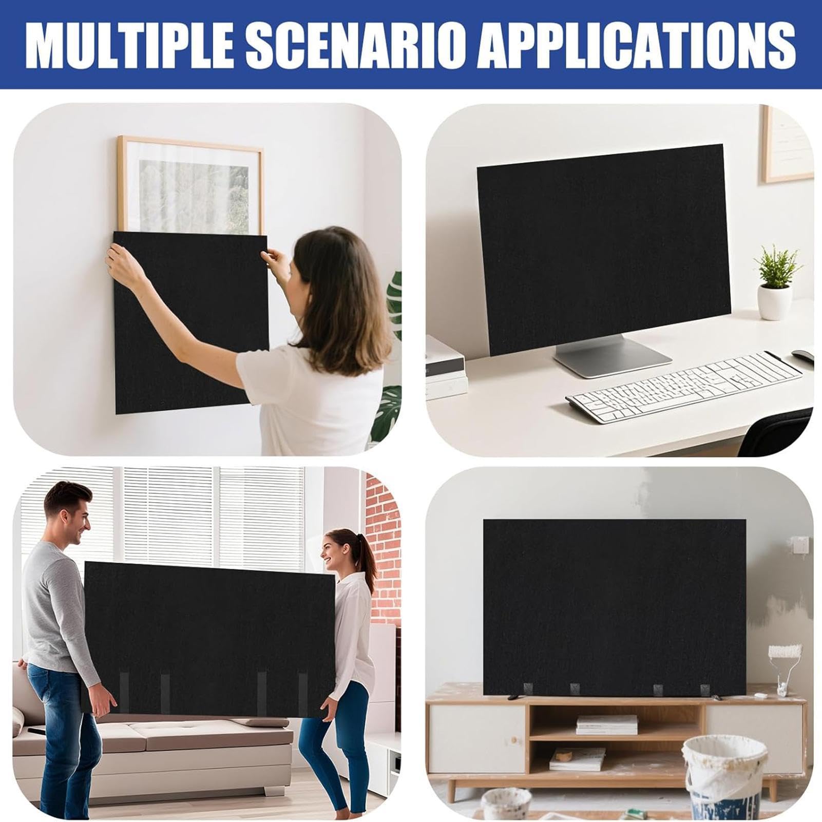 Generisch Protector de pantalla de fieltro para televisores de 55 pulgadas, resistente a los arañazos con correas de fijación para transporte y renovación