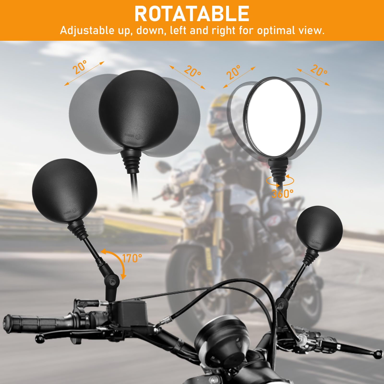 Universal Specchietti Moto Set E-Testato 2X Filettatura Destra M10, 2X - Foto 10