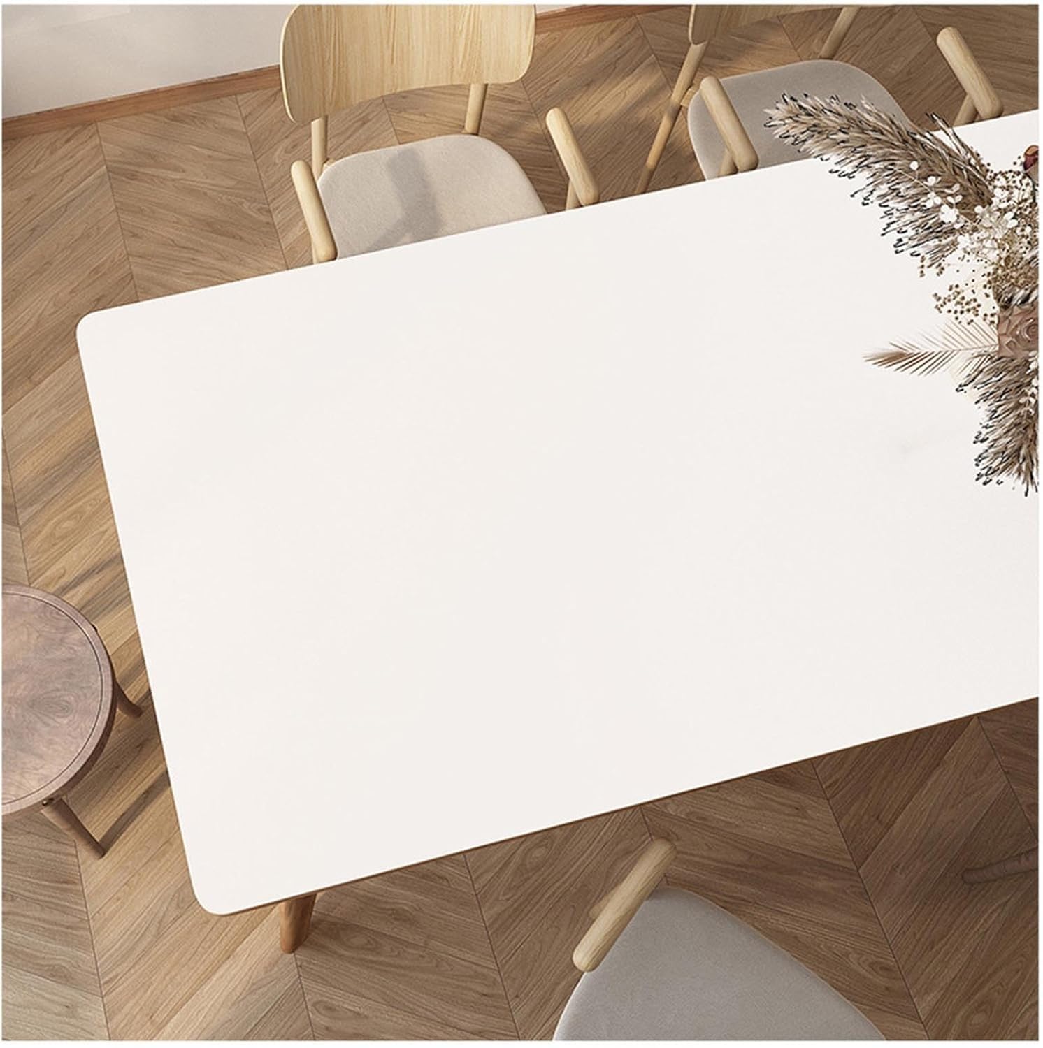 Nappe de table lavable blanche en cuir PU fini les taches de graisse et rayures